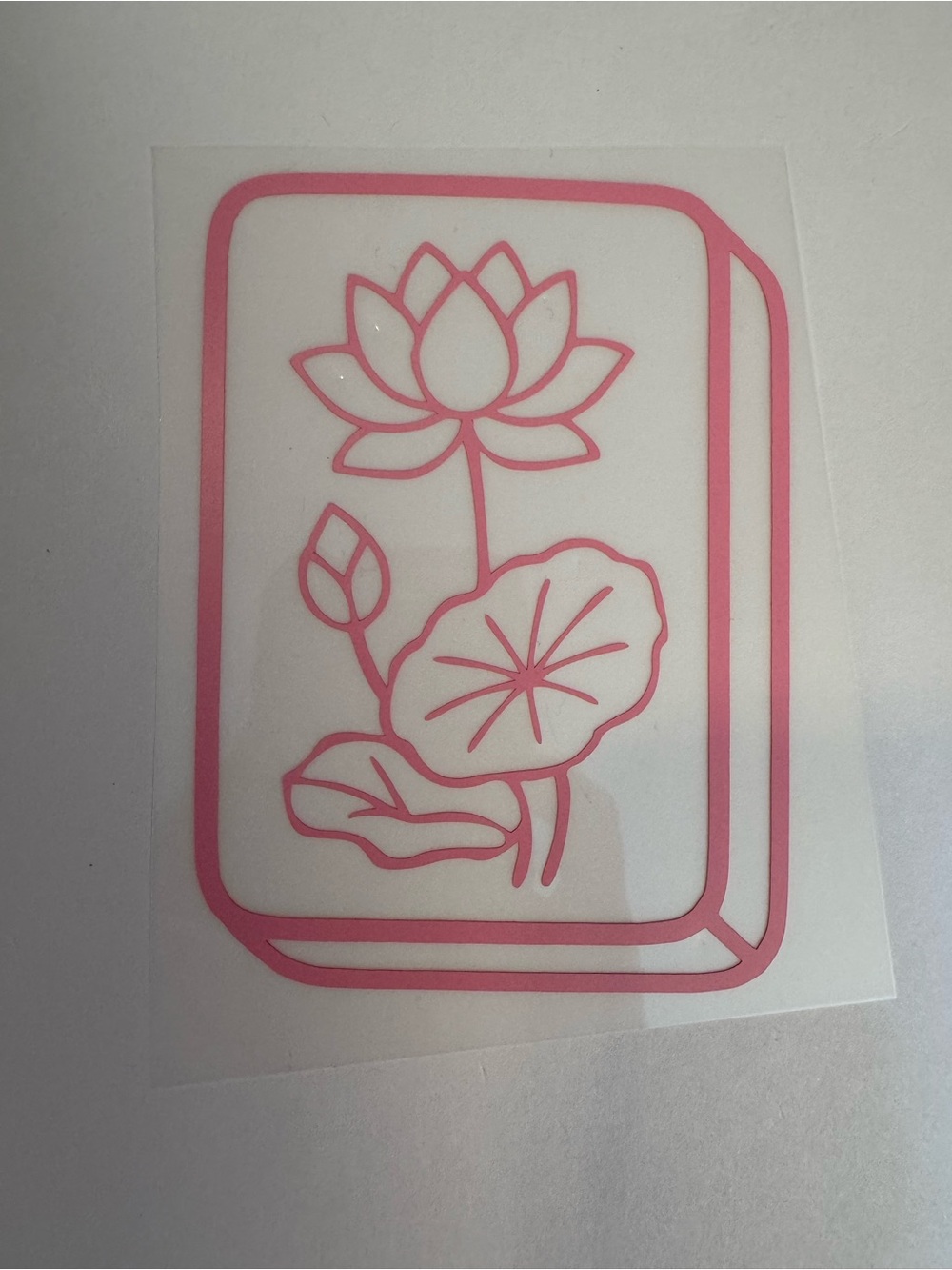 Mahjong flower tile Pink Lotus Vinyl Decal -